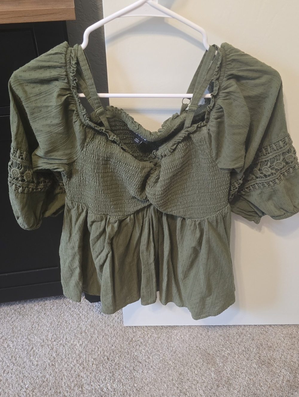 torrid Olive Green Smocked Peasant Blouse